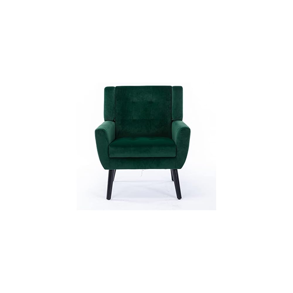 Armchair, Living Room Curved Back, Velvet Cushion, 250 Lbs Weight Capacity Ergonomics Accent Chair, Single Sofa for Bedroom 1 Upholstered 1 48.29 Retro Green 48.29 L-Shape