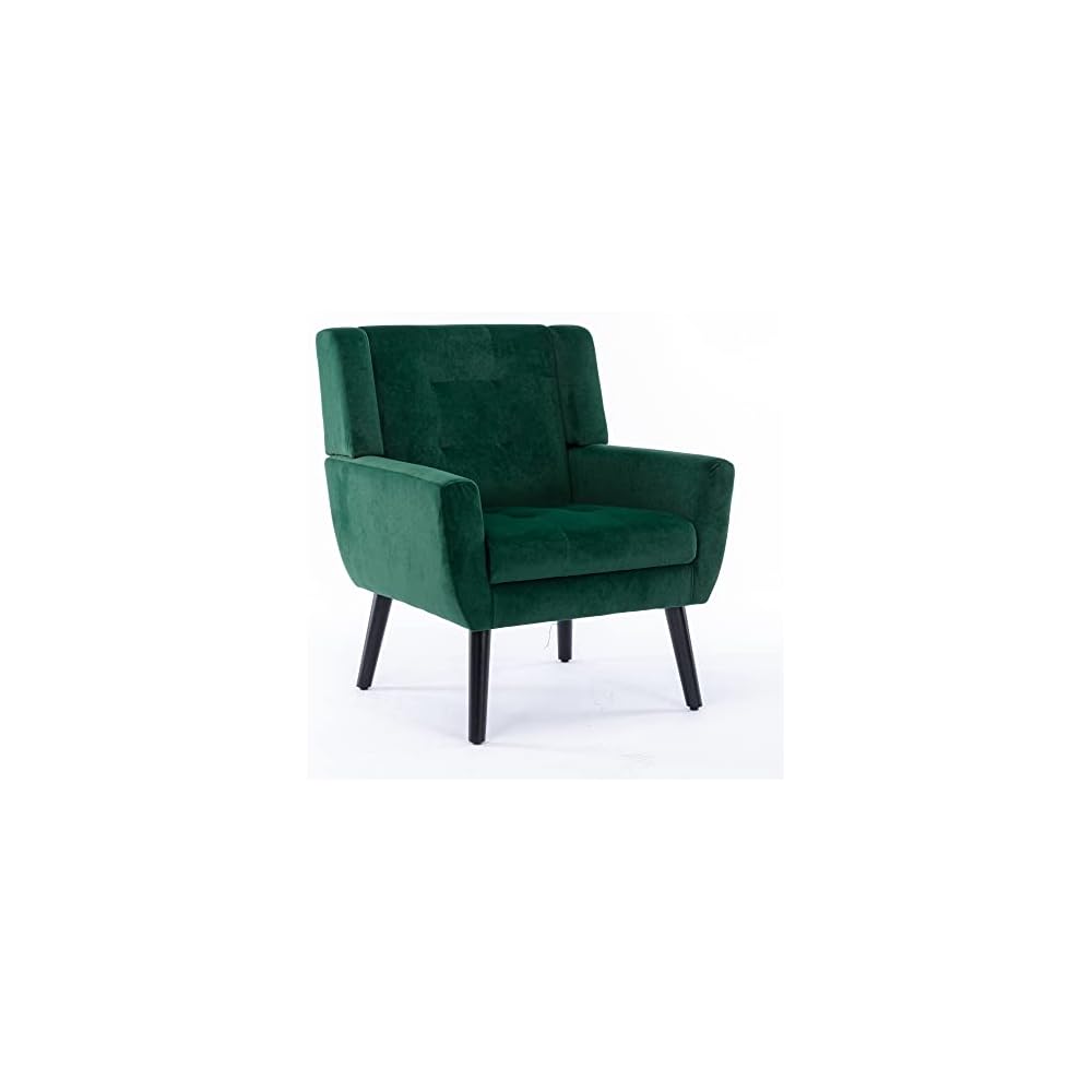 Armchair, Living Room Curved Back, Velvet Cushion, 250 Lbs Weight Capacity Ergonomics Accent Chair, Single Sofa for Bedroom 1 Upholstered 1 48.29 Retro Green 48.29 L-Shape