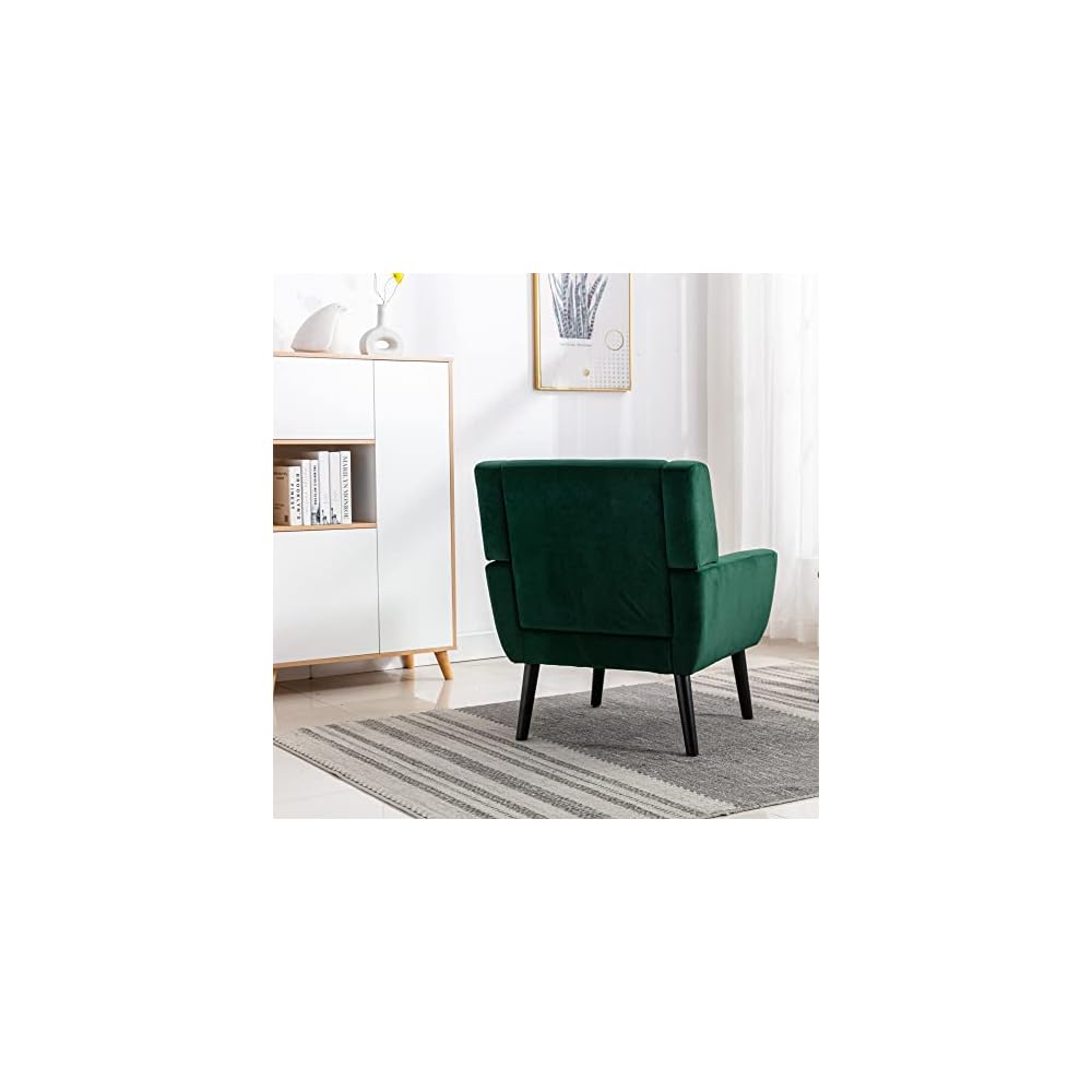 Armchair, Living Room Curved Back, Velvet Cushion, 250 Lbs Weight Capacity Ergonomics Accent Chair, Single Sofa for Bedroom 1 Upholstered 1 48.29 Retro Green 48.29 L-Shape