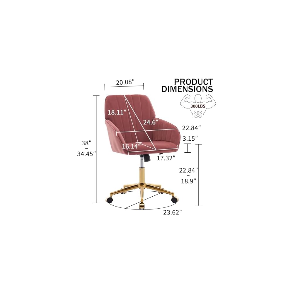 Adjustable Office Chair, Home Bedroom, Ergonomic Swivel Chair, Backrest Seat, Comfortable for Long Sitting UX643