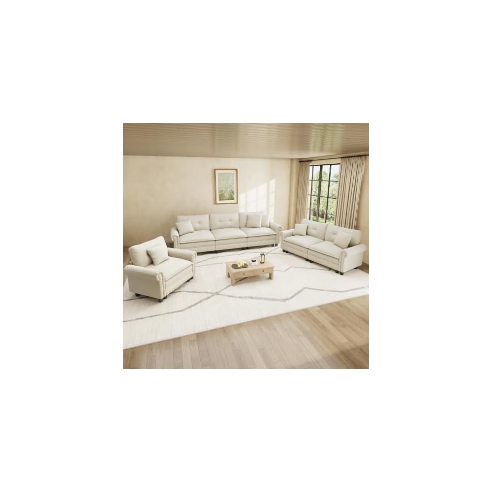 HERA'S HOUSE Modular Sectional Sofa Set for Living Room 3-Piece Deep Seats