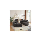 78.5" Oversized Round Sofa Chaise Daybed Plush Corduroy Boneless Cloud Couch Recliner Sleeper Sofabed with 10 Pillows & Headrests, Compressed Loveseat Foam Chaise
