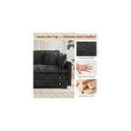 76.7" Black Modern Large Sectional Couches for Living Room, Chenille Loveseat Modular Sectional Sofa, Oversized 2 Seater Cloud Love Seat Couches for Apartment, Deep Seat Sofas Set, Sofa para Sala