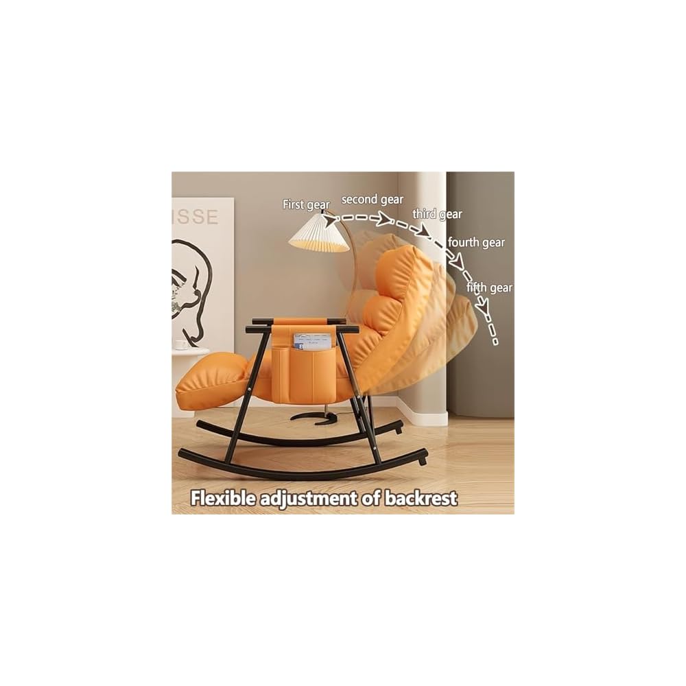 Modern Bedroom Rocking Chair with Cushion,Comfortable Living Room Sofa Lounger,Garden Lounge Chair with Armrests,Indoor Breathable Tech Cloth Rocking Chair, Ergonomic Cha