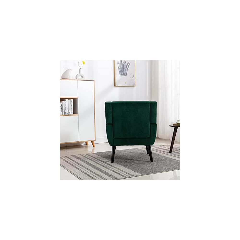 Armchair, Living Room Curved Back, Velvet Cushion, 250 Lbs Weight Capacity Ergonomics Accent Chair, Single Sofa for Bedroom 1 Upholstered 1 48.29 Retro Green 48.29 L-Shape