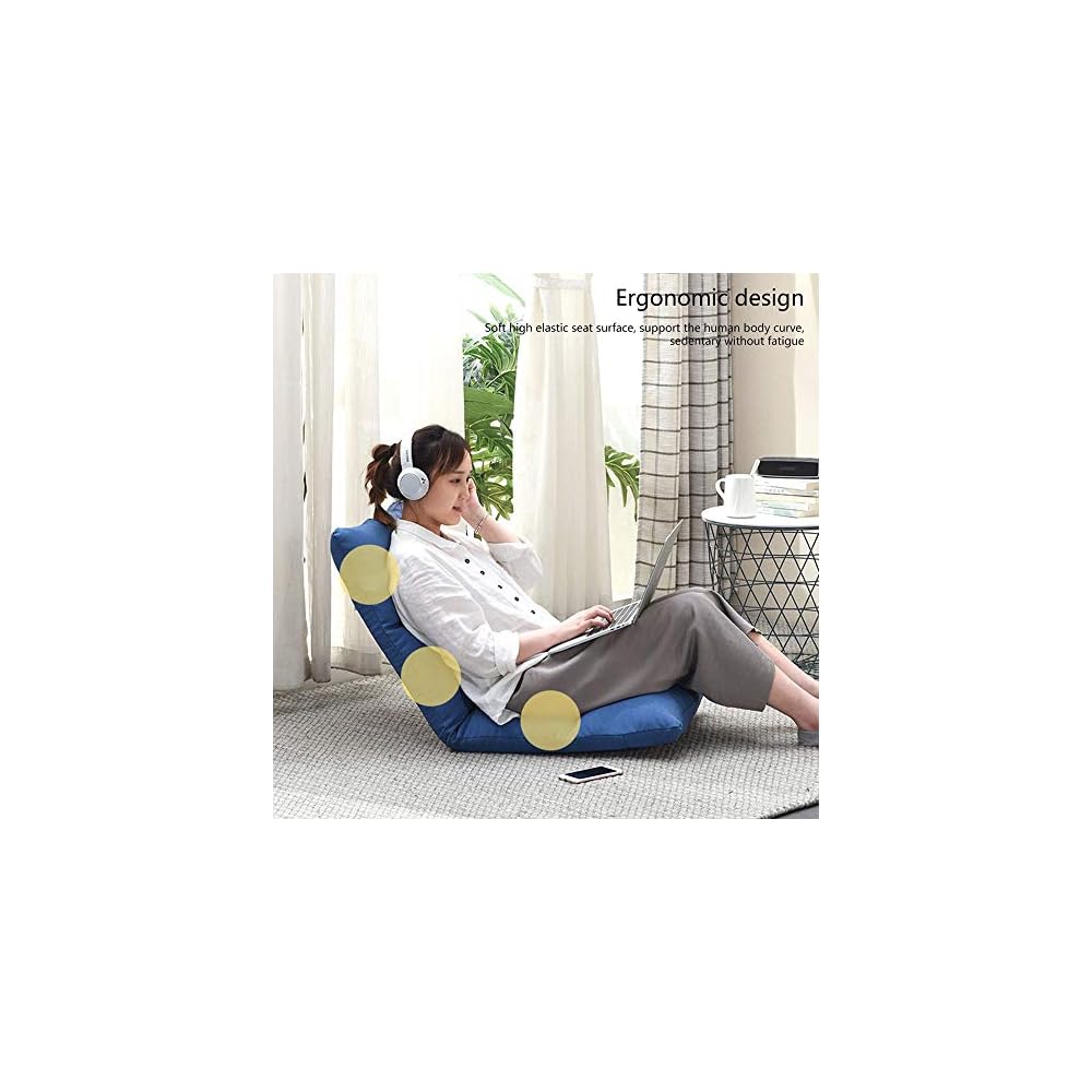 Floor Chair Computer Chair on Single Bed 6-Position Adjustment Lazy Leisure Sofa Removable and Washable Folding Meditation Chair with Backrest for Bay Window Balcony (Color