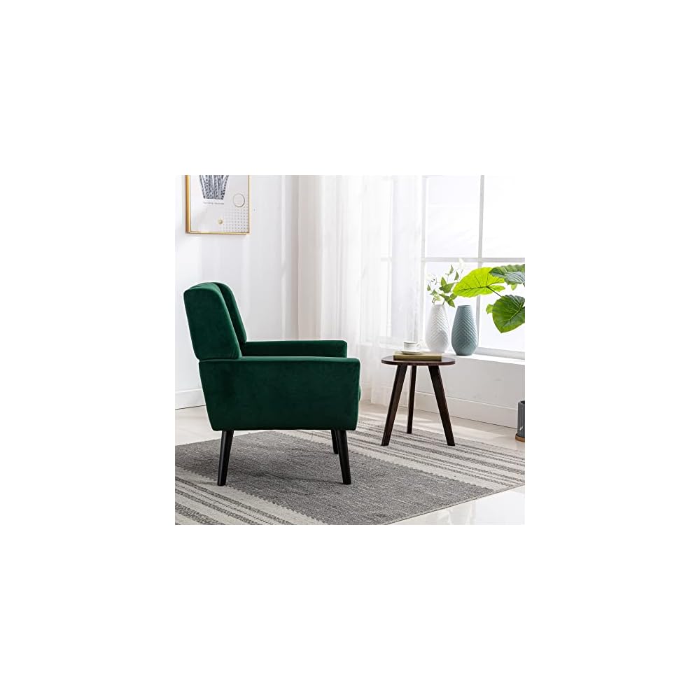 Armchair, Living Room Curved Back, Velvet Cushion, 250 Lbs Weight Capacity Ergonomics Accent Chair, Single Sofa for Bedroom 1 Upholstered 1 48.29 Retro Green 48.29 L-Shape