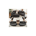 78.5" Oversized Round Sofa Chaise Daybed Plush Corduroy Boneless Cloud Couch Recliner Sleeper Sofabed with 10 Pillows & Headrests, Compressed Loveseat Foam Chaise