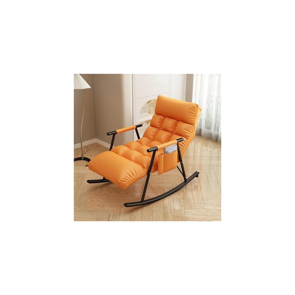 Modern Bedroom Rocking Chair with Cushion,Comfortable Living Room Sofa Lounger,Garden Lounge Chair with Armrests,Indoor Breathable Tech Cloth Rocking Chair, Ergonomic Cha