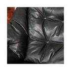 Vintage Leather Lounge Armchair, Solid Wood Frame Tufted Club Chair, Luxury Cigar Chair for Living Room, Tea Room & Bar Seating (Black)
