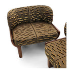 Brown Patterned Velvet Accent Chair with Wood Frame, Modern Lounge Chair