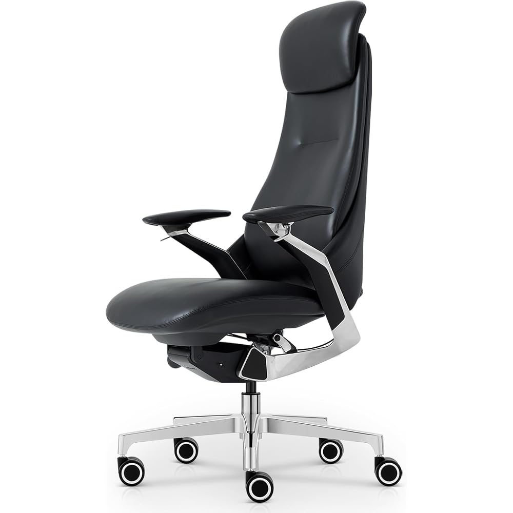 Genuine Leather Executive Office Chair，Top-Grain Cowhide, Ergonomic Design