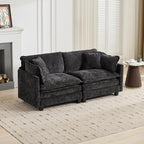 76.7" Black Modern Large Sectional Couches for Living Room, Chenille Loveseat Modular Sectional Sofa, Oversized 2 Seater Cloud Love Seat Couches for Apartment, Deep Seat Sofas Set, Sofa para Sala
