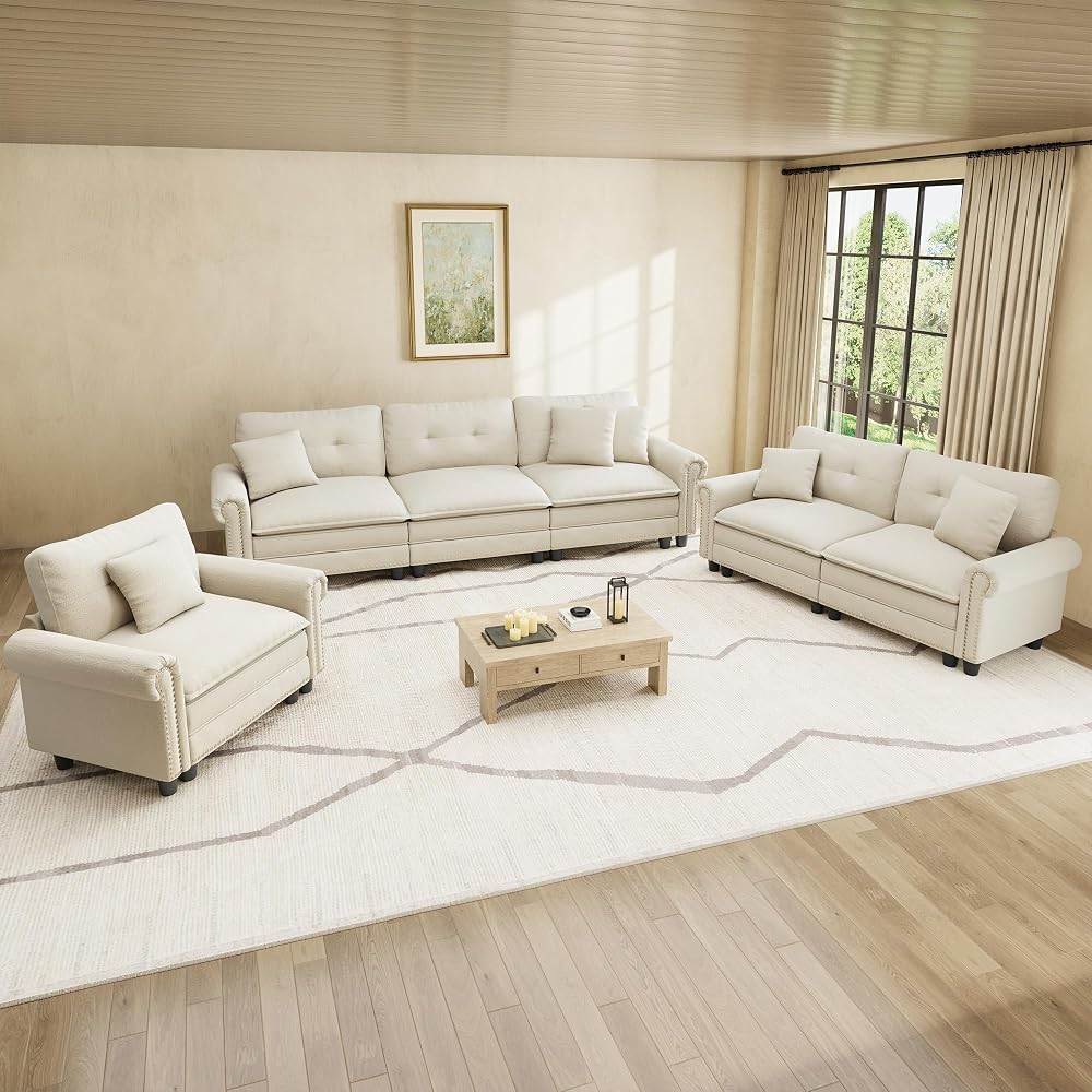 HERA'S HOUSE Modular Sectional Sofa Set for Living Room 3-Piece Deep Seats